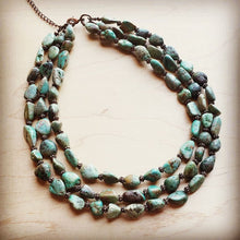 Load image into Gallery viewer, Triple Strand Turquoise &amp; Copper Collar Necklace