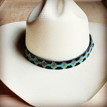 Load image into Gallery viewer, Blue Navajo Embossed Leather Hat Band