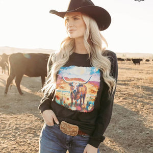 Longhorn Sunset Long Sleeve Tee