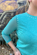 Load image into Gallery viewer, Stevie Stud Mesh Sleeve Top