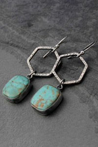 Vintage Design Turquoise Geometric Drop Earrings