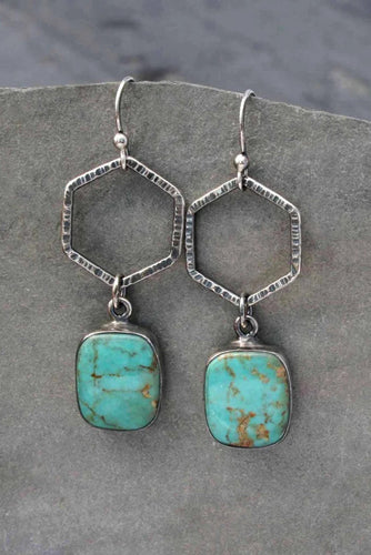 Vintage Design Turquoise Geometric Drop Earrings