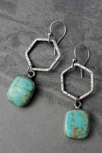 Load image into Gallery viewer, Vintage Design Turquoise Geometric Drop Earrings