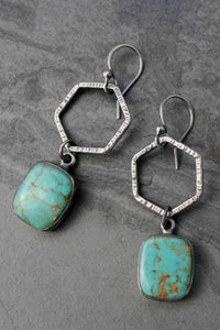 Vintage Design Turquoise Geometric Drop Earrings