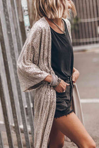 Sequin Open Front Duster Cardigan