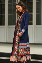 Load image into Gallery viewer, Tassel Hem Open Front Duster (Navy, Brick Red)