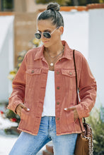 Load image into Gallery viewer, Distressed Raw Hem Denim Jacket