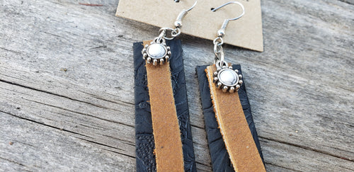 Natural/White Latigo Earrings - Hacienda Ranch+Home