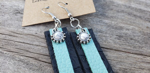 Teal/White Latigo Earrings - Hacienda Ranch+Home