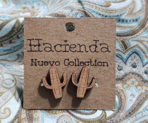 Wooden Cactus Earrings - Hacienda Ranch+Home