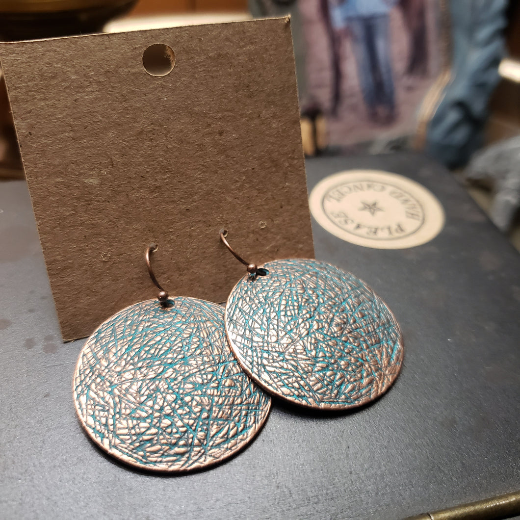 Rustic Copper Disk Earrings - Hacienda Ranch+Home