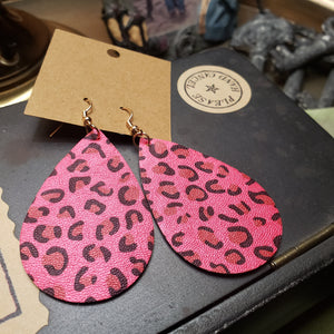 Leopard Print Leather Teardrop Earrings - Hacienda Ranch+Home