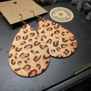 Leopard Print Leather Teardrop Earrings - Hacienda Ranch+Home