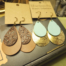 Load image into Gallery viewer, Double Leather Teardrop Earrings - Hacienda Ranch+Home