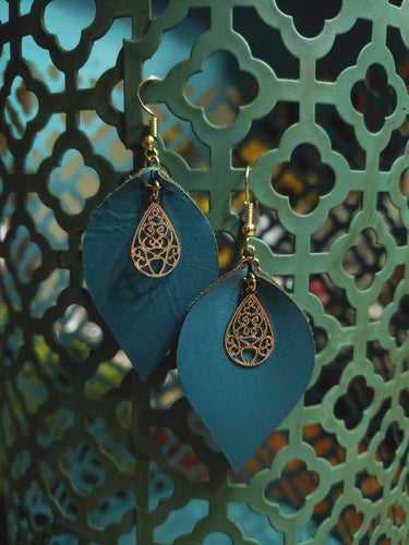 Teal Leather Drop Earrings - Hacienda Ranch+Home