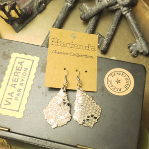 Silver Metallic Snakeskin Leather Earrings - Hacienda Ranch+Home