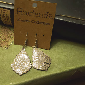 Silver Metallic Snakeskin Leather Earrings - Hacienda Ranch+Home