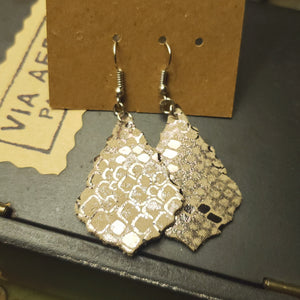 Silver Metallic Snakeskin Leather Earrings - Hacienda Ranch+Home