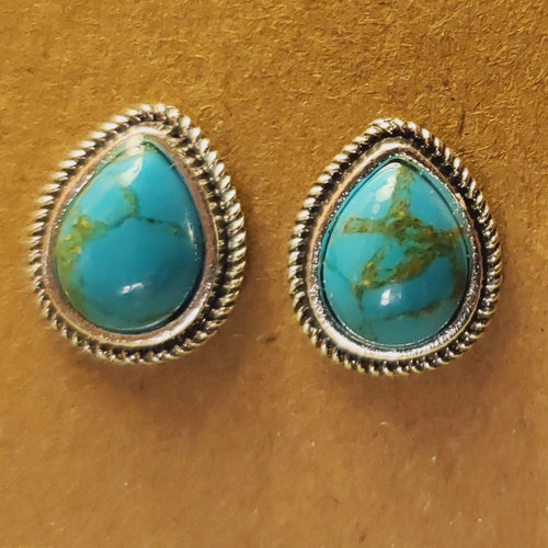 Faux Turquoise Teardrop Stud Earrings - Hacienda Ranch+Home