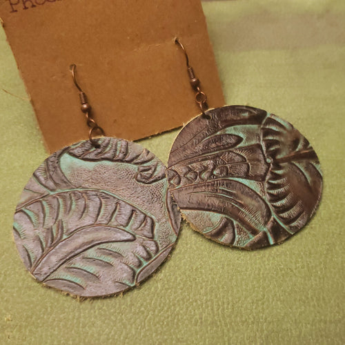 Teal Filigree Round Leather Earrings - Hacienda Ranch+Home