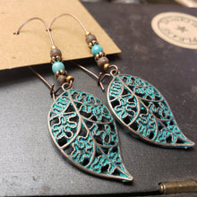 Load image into Gallery viewer, Bronze Filigree Leaf Drop Earrings - Hacienda Ranch+Home