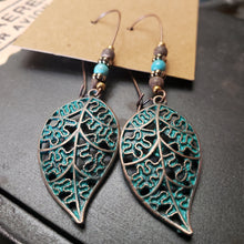 Load image into Gallery viewer, Bronze Filigree Leaf Drop Earrings - Hacienda Ranch+Home