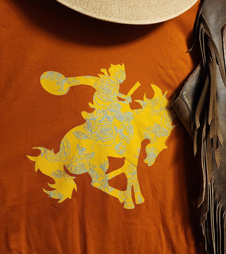 Floral Buckaroo Rust Tee