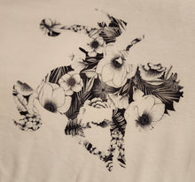 Load image into Gallery viewer, Black and White Botanical Buckarette V-neck Tee