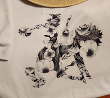 Load image into Gallery viewer, Black and White Botanical Buckarette V-neck Tee