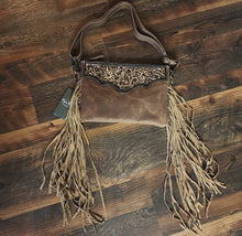 Load image into Gallery viewer, Mocha Dash Hand Tooled Leather Fringe Bag by Myra Bag