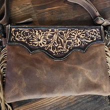 Load image into Gallery viewer, Mocha Dash Hand Tooled Leather Fringe Bag by Myra Bag