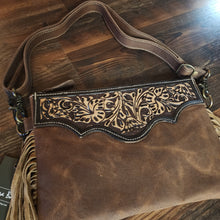 Load image into Gallery viewer, Mocha Dash Hand Tooled Leather Fringe Bag by Myra Bag