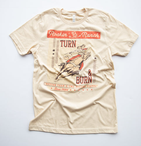 Rockin' B Clothing Turn and Burn Tee-Soft Cream