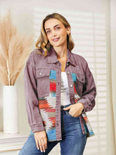 Load image into Gallery viewer, Dropped Shoulder Long Sleeve Printed Denim Jacket