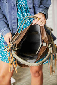 Leather Fringe Detail Shoulder Bag