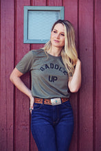 Load image into Gallery viewer, Saddle Up Tee in Heather Olive