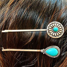 Load image into Gallery viewer, Turquoise Alloy Hairpin