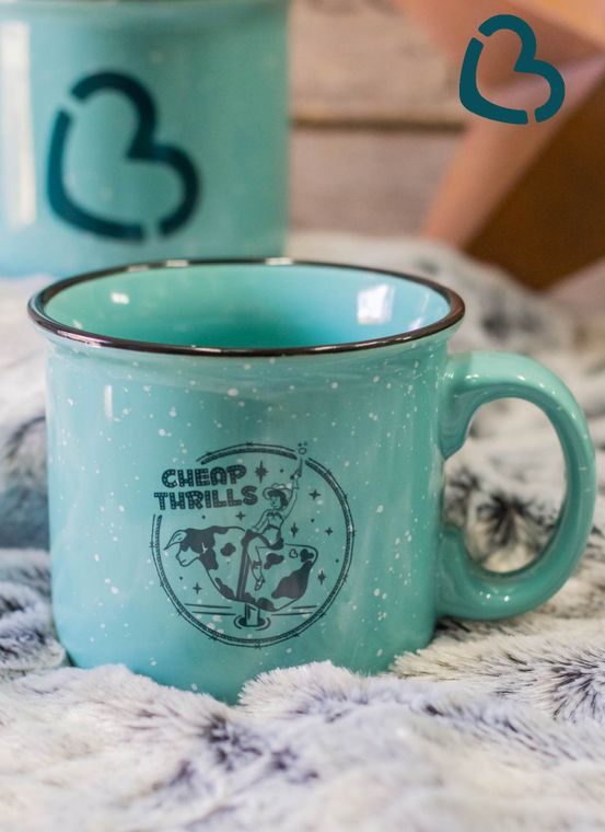 Cheap Thrills Mug on Turquoise