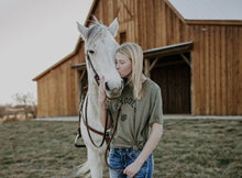 Load image into Gallery viewer, Saddle Up Tee in Heather Olive