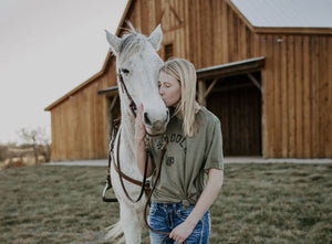 Saddle Up Tee in Heather Olive