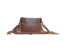 Load image into Gallery viewer, Mocha Dash Hand Tooled Leather Fringe Bag by Myra Bag