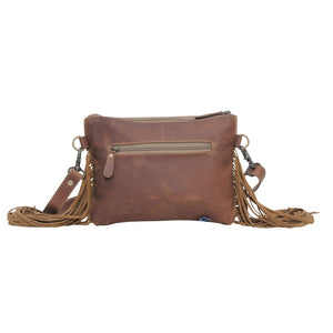 Mocha Dash Hand Tooled Leather Fringe Bag by Myra Bag